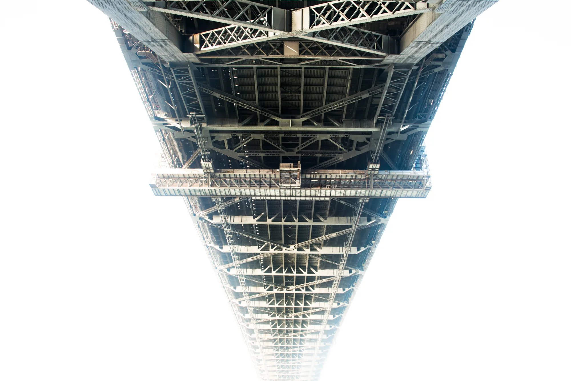 Steel structure of the Sydney Harbour Bridge seen from directly below, Sydney — Australia, travel and fine art photography by Janina Laszlo