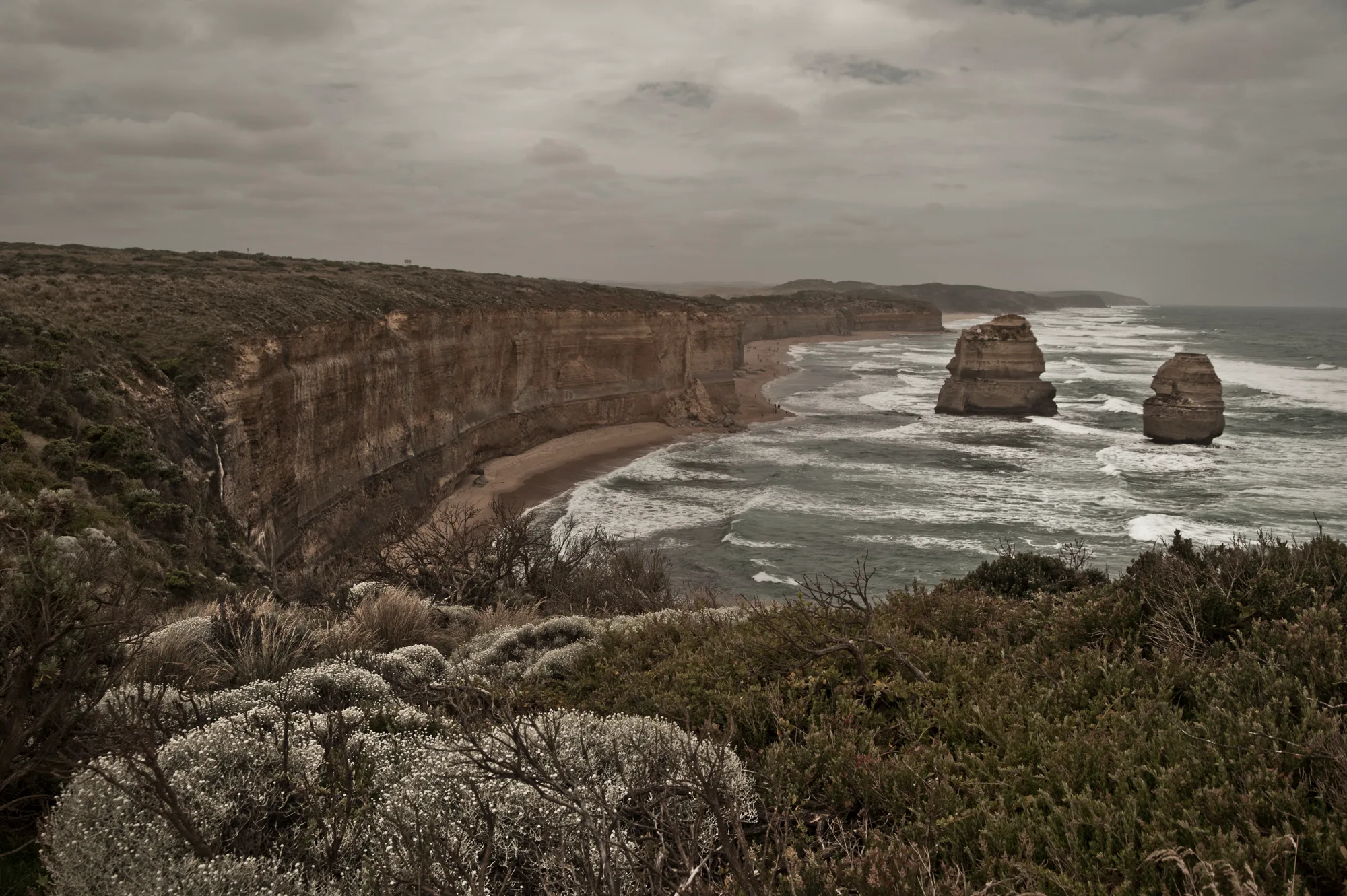 Limestone stacks of the Twelve Apostles below steep cliffs, Great Ocean Road, Victoria — Australia, travel and fine art photography by Janina Laszlo