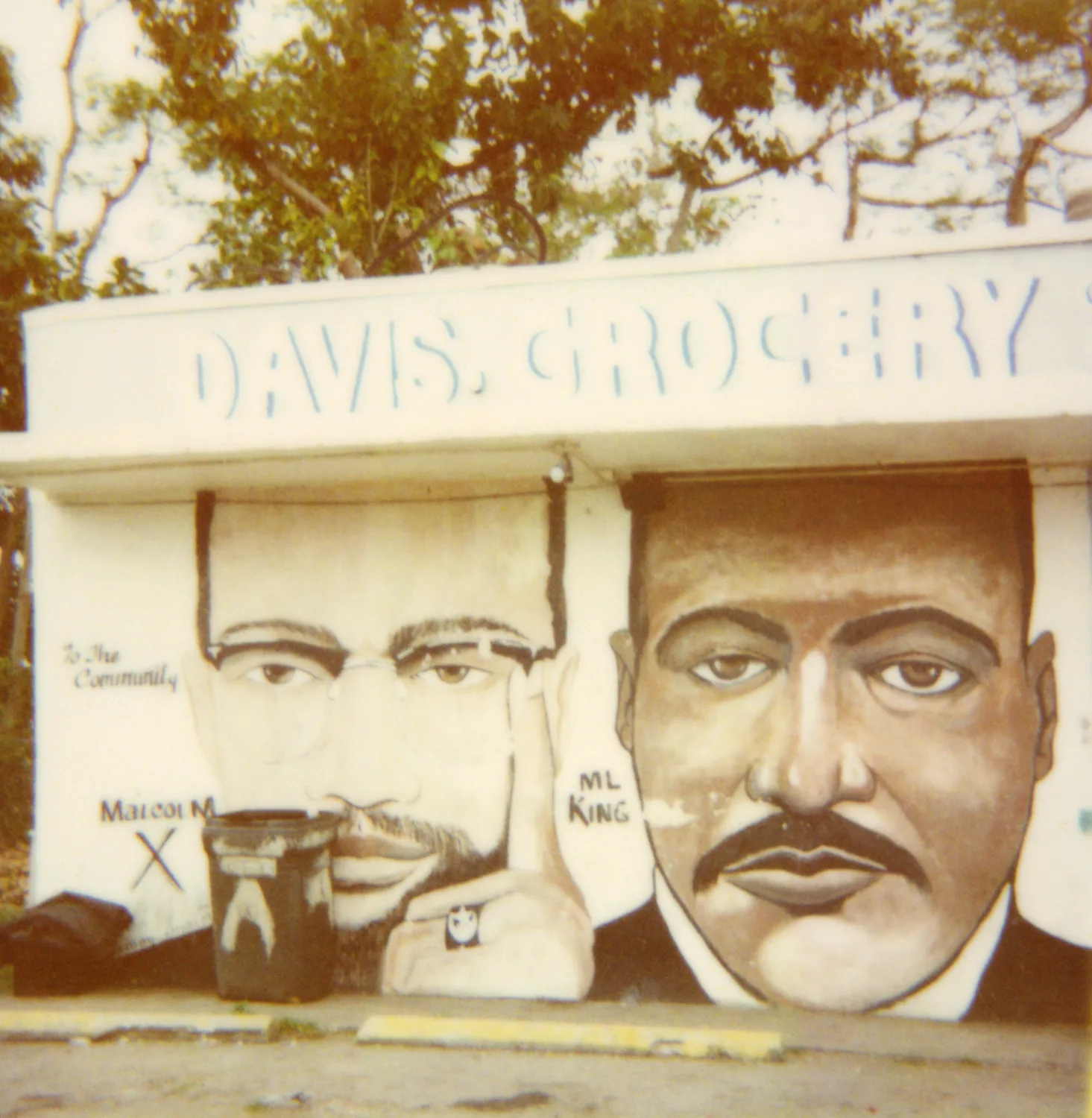 Mural of Malcolm X and Martin Luther King at Davis Grocery — Expired Polaroids in Florida, fine art and analog photography by Janina Laszlo