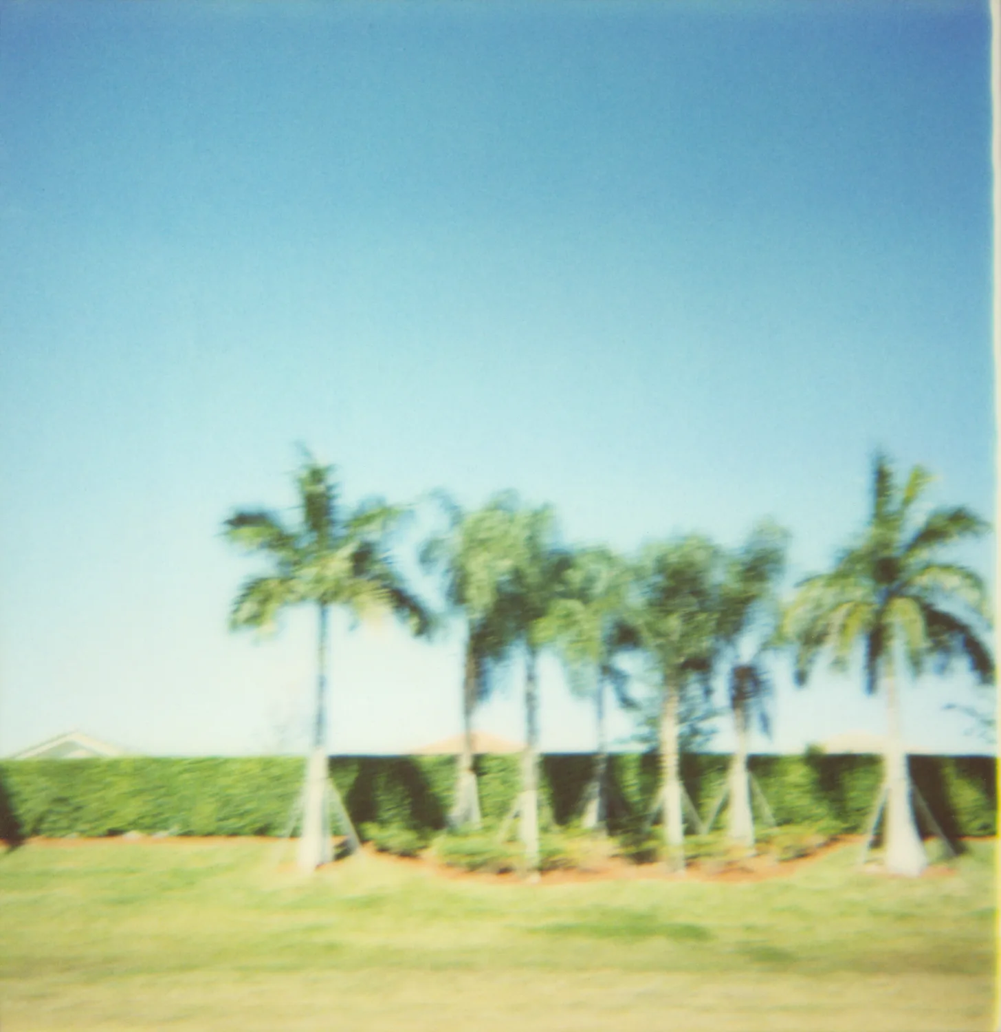 Empty highway bridge under blue sky — Expired Polaroids in Florida, fine art and analog photography by Janina Laszlo
